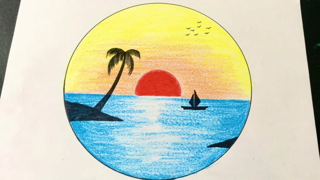 Cách VẼ TRANH ĐỀ TÀI PHONG CẢNH hoàng hôn trên biển ĐẸP và ĐƠN GIẢN  how  to draw sunset scenery  YouTube